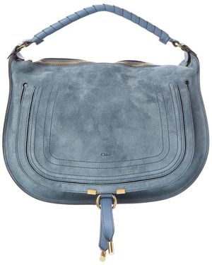 Chloé Marcie Suede & Leather Shoulder Bag - Blue