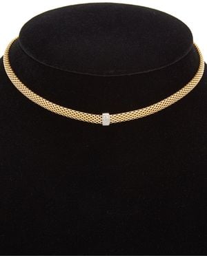 Meshmerise 18k Over Sterling Silver Diamond Choker Mesh Necklace - Black