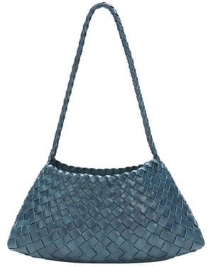 Tiffany & Fred Paris Hand-Woven Leather Shoulder Bag - Blue