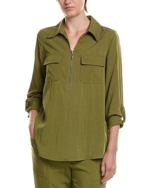Anne Klein Petite Half Zip Collar Shirt - Green
