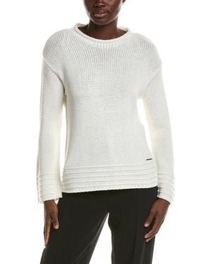 Halston Long Sleeve Crew Neck Jumper - White