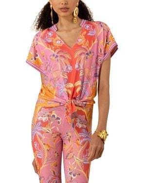 Hale Bob Jazmin Short Sleeve Knit Top - Red
