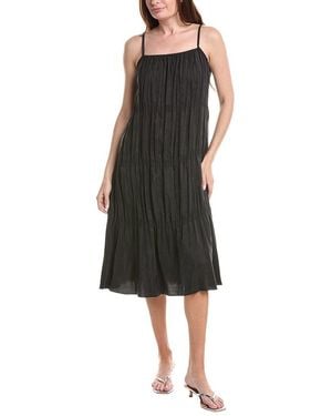 Eileen Fisher Petite Smocked Silk Dress - Black