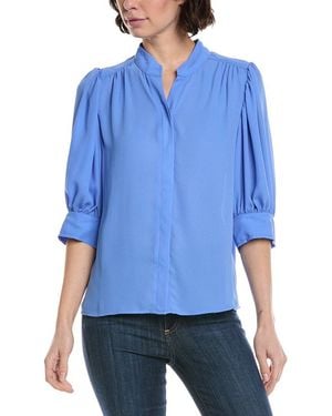 Cece Open Collar Top - Blue