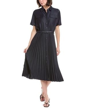 Tahari Pleated Midi Dress - Blue
