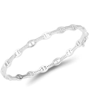 Chloe and Madison Cz Mariner Link Bangle Bracelet - White