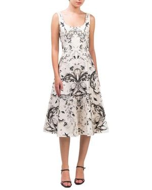 Marchesa Notte Mirrored Cotton Midi Dress - White