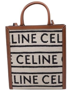 Celine Ochre Leather Small Cabas Logo All Over Vertical Tote (Authentic Pre- Loved) - Multicolor
