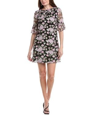 Adrianna Papell Embroidered A-Line Mini Dress - Black