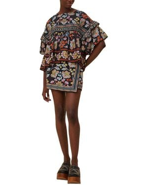 FARM Rio Flowery Mini Skirt - Brown