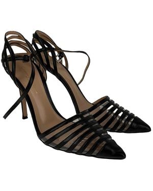 Gianvito Rossi Leather Caged Ankle Strap Pump (Authentic Pre-Loved) - Black