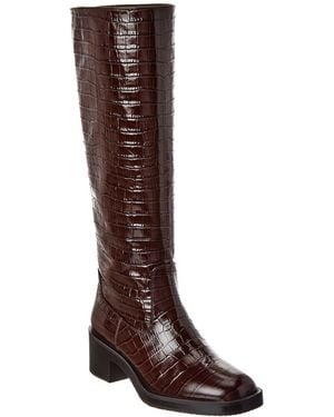Stuart Weitzman Kaia Croc-Embossed Leather Knee-High Boot - Brown