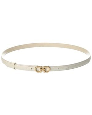 Ferragamo Gancini Leather Belt - White