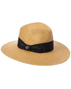 Bruno Magli Straw Ribbon Fedora - Natural