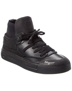 Ferragamo Neely Leather Trainer - Black