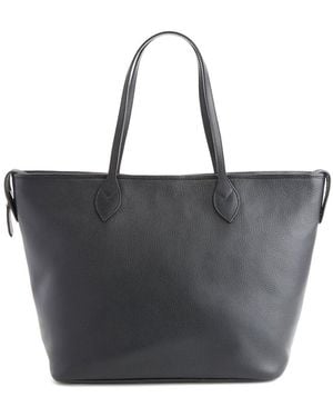 ROYCE New York Wide Leather Tote With Wristlet - Black