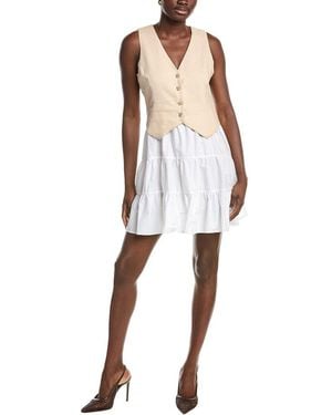 Ellen Tracy Twofer Linen-Blend Vest Dress - White
