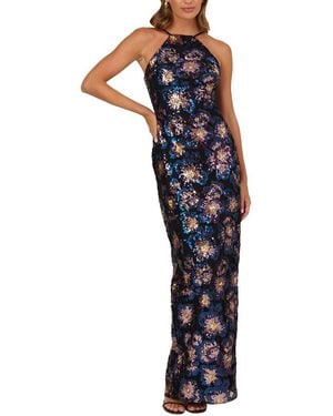 Adrianna Papell Sequin Long Dress - Blue