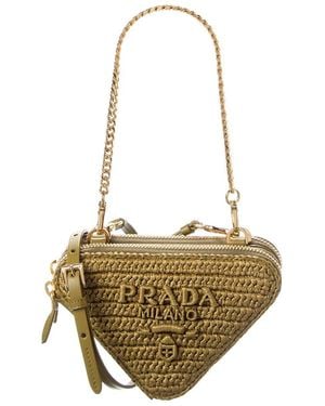 Prada Crochet & Leather Mini Pouch - Metallic