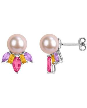 Rina Limor 2.02 Ct. Tw. Gemstone & 8-8.5Mm Pearl Earrings - White