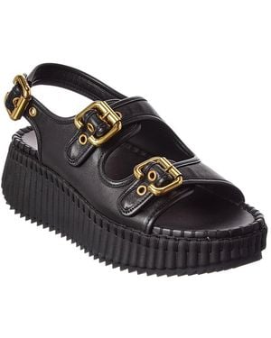 Chloé Nama Leather Wedge Sandal - Black