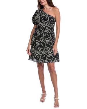 Anne Klein One-Shoulder Puff Sleeve Mini Dress - Black