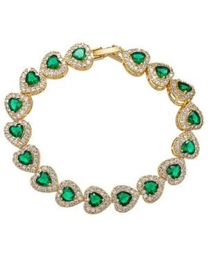 Eye Candy LA Cz Heart Tennis Bracelet - Green