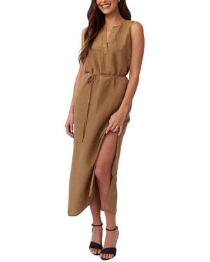 Bella Dahl Sleeveless Belted Linen-Blend Maxi Dress - Brown