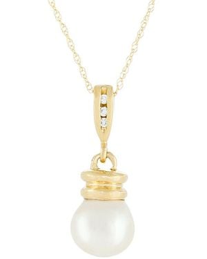 Masako Pearls 14k 0.03 Ct. Tw. Diamond & 8-9mm Akoya Pearl Necklace - Metallic