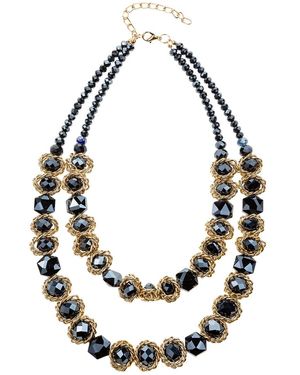 Eye Candy LA Sea Glass & Crystal London Statement Necklace - Metallic