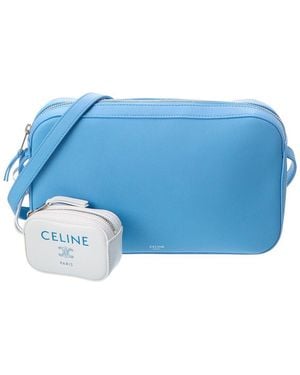 Celine Charm Leather Messenger Bag - Blue