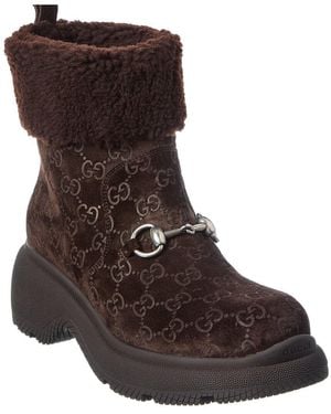 Gucci Gg Suede Bootie - Brown