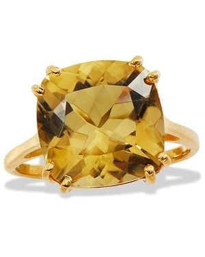 Savvy Cie 18k Over Silver 6.88 Ct. Tw. Lemon Quartz Statement Ring - Yellow