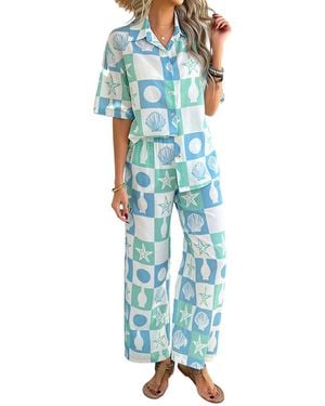 Luna Tuccini 2Pc Shirt & Pant Set - Blue