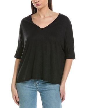 Majestic Filatures Stretch Linen-Blend Oversized T-Shirt - Black