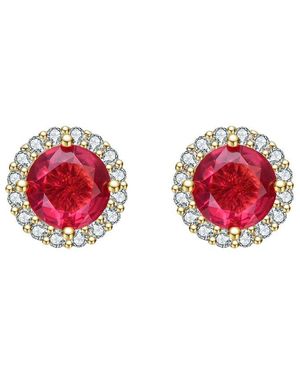 Rachel Glauber 14K Diamond Cz Earrings - Red