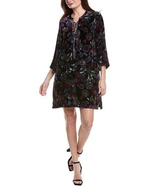 Johnny Was Avya Velvet Silk-Blend Mini Dress - Black