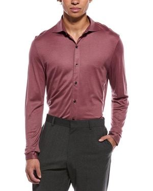 Isaia Jersey Wool Sport Shirt - Red