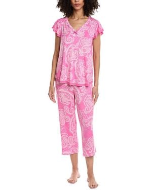 Ellen Tracy 2Pc Cropped Pyjama Set - Pink