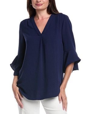 Jones New York Y-Neck Blouse - Blue