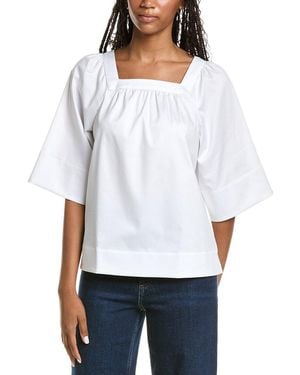 Foxcroft Elbow-Sleeve Matte Top - White