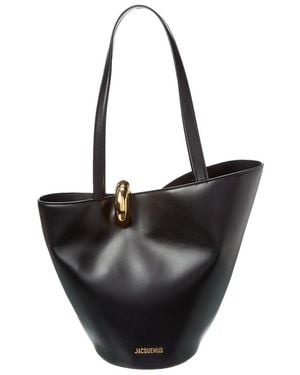 Jacquemus Bambola Medium Leather Tote - Black