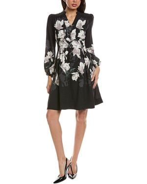 Tahari Printed Midi Dress - Black