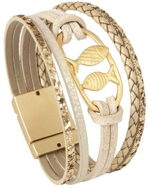 Saachi Fish Charm Leather Bracelet - Metallic