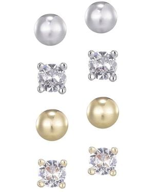 Adornia 14K Plated Ball & Solitaire Stud Set Earrings - White