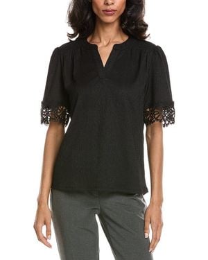 Anne Klein Flutter Sleeve Top - Black