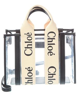 Chloé Woody Small Vinyl & Leather Tote - Metallic