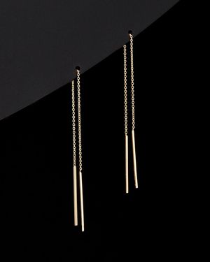 Italian Gold 14k Bar Threader Earrings - Black
