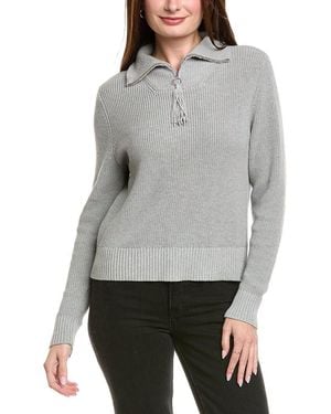 Hannah Rose Shaker Sailor Neck Cashmere-Blend Pullover - Grey
