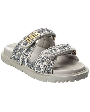 Dior Cannage Tweed & Leather Sandal - Grey
